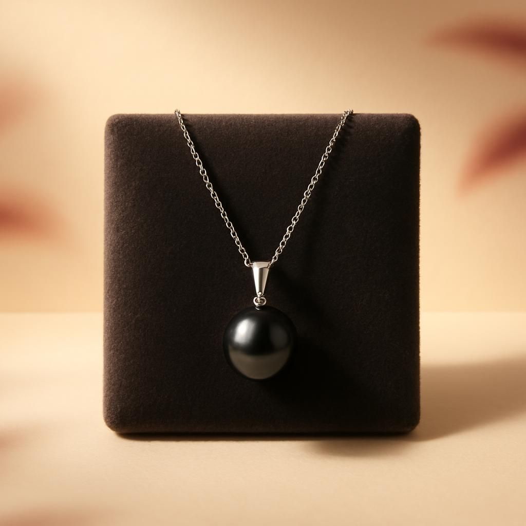 AI-generated illustration of Tahitian Black Pearl Necklace