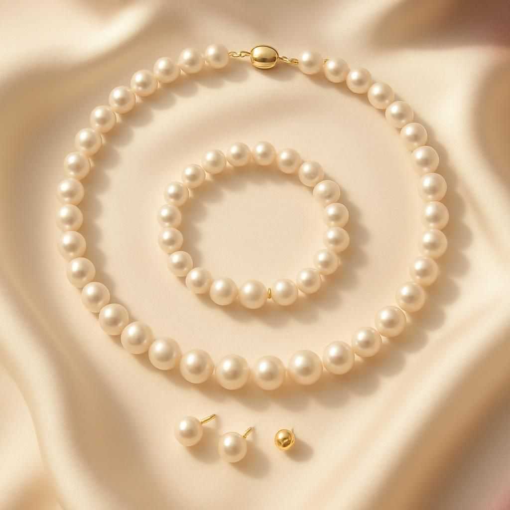 AI-generated illustration of Freshwater Pearl Set in 14K Gold